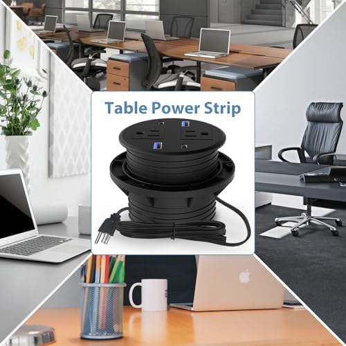 Transform Your Workspace with the Recessed Conference Power Strip Socket – Versatile 2-Outlet Charging Station with Dual USB Ports for Rapid Device Powering and Enhanced Organization in Professional Settings
