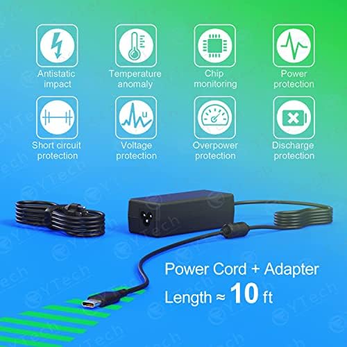 Ultra-Slim 65 W USB-C AC Adapter for Lenovo Think Pad and Yoga Series – Compact Power Solution with Smart Voltage PD3.0 Technology for Enhanced Charging Speed – Perfect Replacement for Your Laptop Charger – Ideal for Home and Office Use – Includes Power Cable and Cable Management Features – Compatible with Multiple Lenovo Models