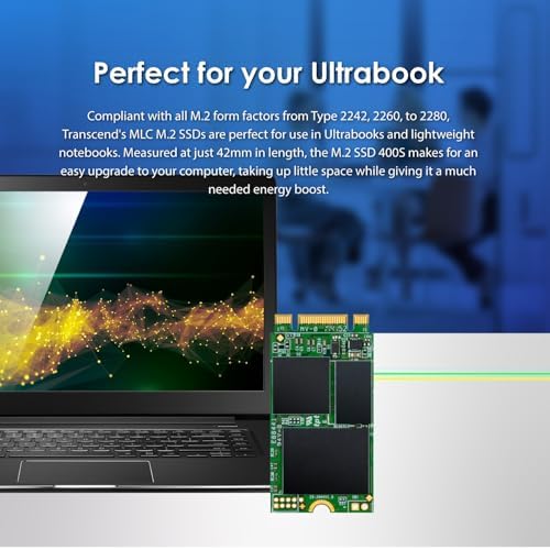 Revitalize Your PC Performance with the Transcend 32 GB MTS400 S M.2 2242 SATA III SSD – High-Speed Internal Solid State Drive Featuring DRAM Cache & MLC Technology for Lightning-Fast Access, Compact Compatibility, and Enhanced Reliability for Laptops and Desktops