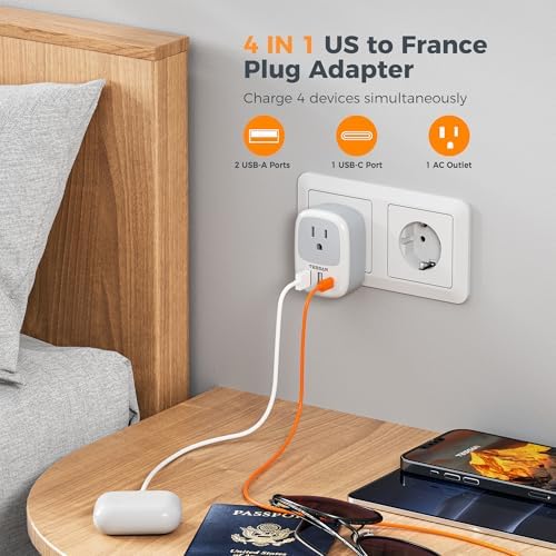 TESSAN Universal Type G UK Travel Adapter with 3 USB Ports & USB-C Charger – Effortless US to UK Plug Conversion for Global Travelers to England, Ireland, Qatar, Hong Kong, Dubai, and More – Compact Power Solution for Fast and Safe Device Charging