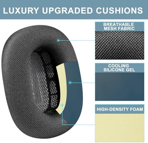 SOPROM Air Pods Max Premium Comfort Kit – Breathable Mesh Earpads, Protective Headband Cover, TPU Scratch-Resistant Case, and Silicone Grip Sleeves in Stylish Pink – Sweatproof Accessories for Ultimate Audio Enjoyment and Longevity