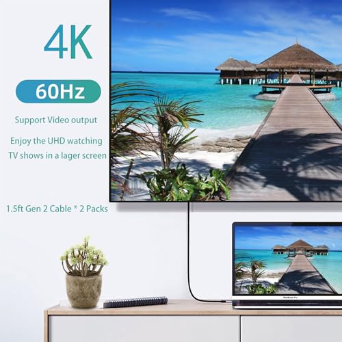 Right Angle Short USB 4 Cable Duo [1.5 FT] – 240 W Fast Charging & 40 Gbps Data Transfer with 8 K Video Support for i Phone 16, Mac Book & Galaxy S23 – Ideal for Compact Spaces and Enhanced Connectivity