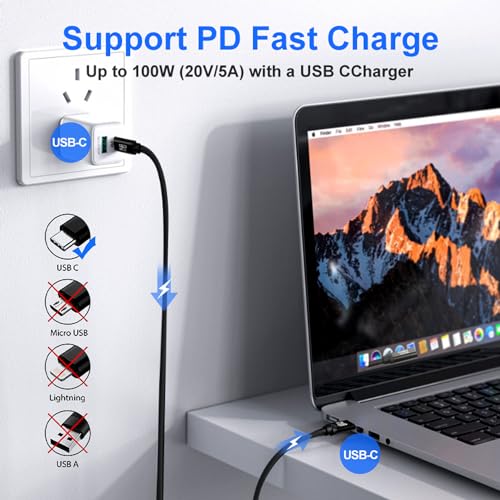 15 FT USB C to C Cable – 100 W Fast Charging & 4 K60 Hz Video Output – High-Performance Type C Data Transfer Cable for Mac Book Pro, i Pad Pro, i Phone 15 Pro, Galaxy S22 – Ultimate Compatibility & Durability – Ideal for Seamless Connectivity with Portable Monitors and Devices