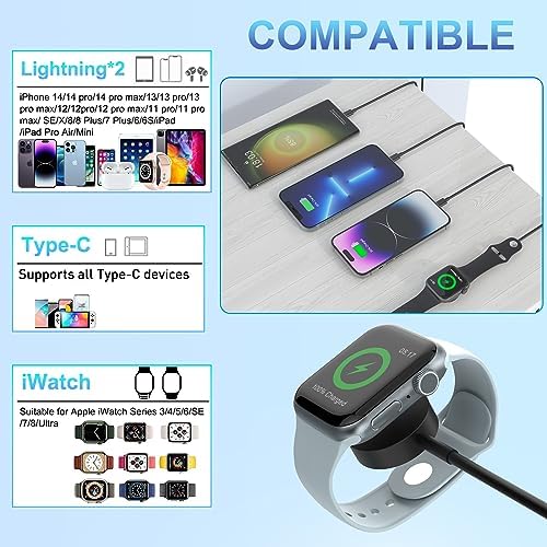 Ultimate 4-in-2 i Watch and i Phone Charging Cable – 6 FT Multi-Device Charger for Apple Watch, i Phone & Air Pods – Fast Charging, Durable & Travel-Friendly Solution for Effortless Power Management