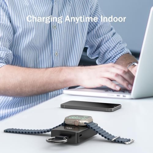 i.VALUX Magnetic Wireless Power Bank for Apple Watch – 4000 m Ah Ultra-Portable Charger with Keychain for Series 10-2 – Fast Charging Solution for Active Lifestyles – Sleek, Lightweight Design for Effortless On-the-Go Charging – Essential Travel Accessory for Apple Watch Users