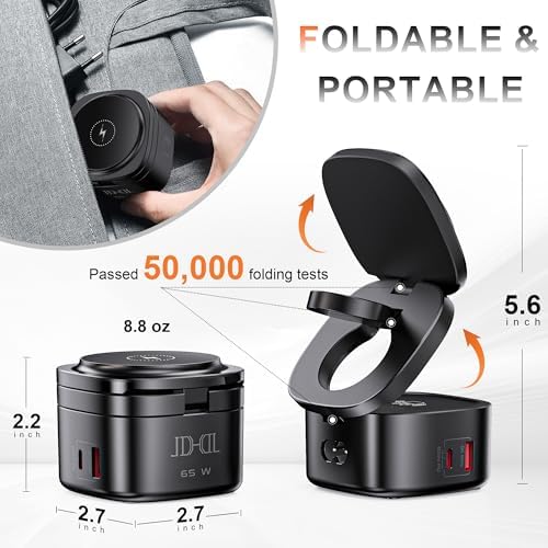 Multi-Device 65 W Fast Charging Station: 5-in-1 Magnetic Wireless Dock for i Phone, Mac Book, Air Pods, Apple Watch, and i Pad – Compact, Foldable, and Efficient Charging Solution for Ultimate Device Organization
