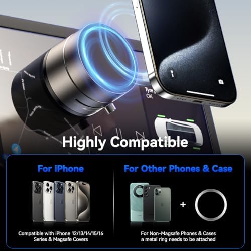 Revolutionary 15 W Magnetic Wireless Car Charger Mount – Adjustable Fast Charging Holder for i Phone 12-16 | Sleek, Foldable Design for Optimal Viewing | Ideal Gift for Tech-Savvy Drivers | Enhanced Mag Safe Compatibility & Travel-Friendly Convenience