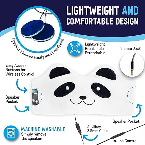 Charming Panda-Themed Bluetooth Headphones for Toddlers – Safe Volume Control Wireless Earphones with Versatile 3.5 mm Connectivity – Perfect Travel Accessory for Kids – Lightweight Comfort for All-Day Enjoyment