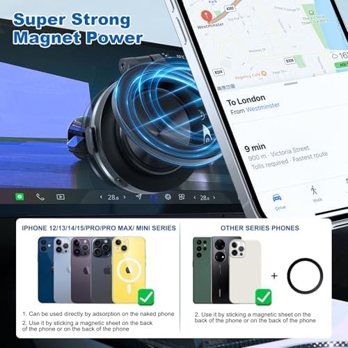 Magnetic 360° Electric Suction Phone Holder for Cars and Gyms – Ultra-Stable Grip for Seamless Hands-Free Access to Your Smartphone on Any Smooth Surface (Black) – Perfect for Navigation and Workouts