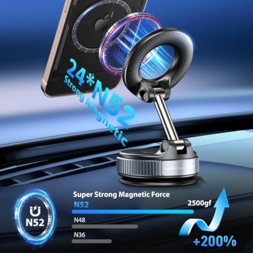Magnetic Car Phone Holder- 360° Rotation Cell Phone Mount 16 15 Pro Max for Magsafe Dashboard Stand Car Accessories – Enhanced Compatibility and Speed