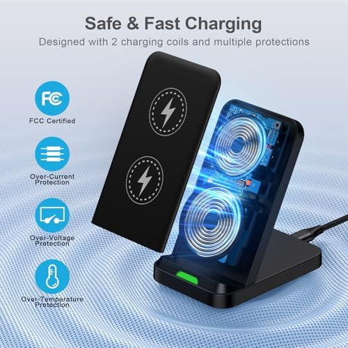 Elevate Your Charging Game: Fast 15 W Wireless Charger Pad for Moto G Power 5 G (2024/2025) & Moto G Stylus 5 G – Sleek Android Charging Stand with 18 W Adapter for Samsung S24/S23/S25+ – Enhanced Compatibility & Safety Features
