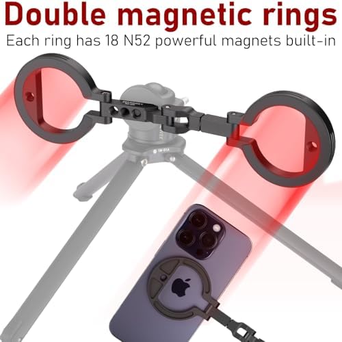 Revolutionary Magnetic Dual Grip Phone Holder for i Phone – Ultimate Security on Iron Surfaces | Versatile 1/4″ Screw Mount | Perfect for i Phone 16/15/14/13/12 Pro Max & Magnetic Cases | Effortless, Hands-Free Operation for Daily Activities