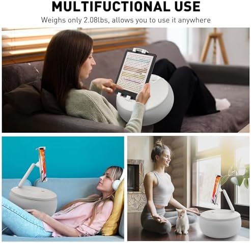 Enhance Your Digital Experience with the Above TEK 360° Swivel Tablet Pillow Stand – Premium Hands-Free Comfort for i Pads & Kindles (4.7″-12.9″) – The Perfect Cozy Gift for Moms, Wives, and Grandmas – Soft Bean Bag Design in Chic Grey for Effortless Viewing Anywhere