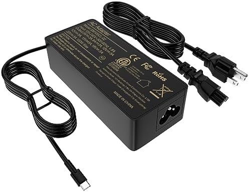 Powerful 100 W USB-C Laptop Charger for Lenovo Think Pad & Chromebook – Fast Charge Compatibility with E495, X1 Carbon 5 th/6 th Gen, Yoga 370, T14 Series & More – Reliable Performance with Universal Input Range – 1-Year Warranty for Peace of Mind