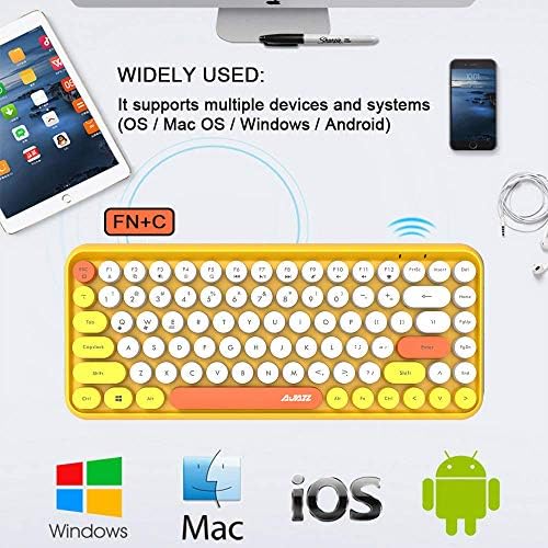 FELICON Retro Mini Wireless Bluetooth Keyboard – Portable 84-Key Typewriter Design for Android, i Pad, Windows & PC – Perfect Companion for Home & Office with Enhanced Compatibility and Rechargeable Battery