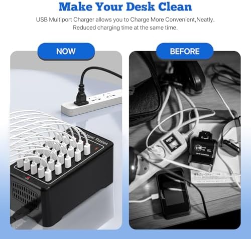 150 W USB C Charging Hub Station with 30 Ports – Fast Multiport Desktop Charger for i Phone 16/15/14/13/12/11, i Pad, and Samsung Galaxy S23/S22 – Optimal Device Compatibility & Safety Features for Efficient Charging Solutions