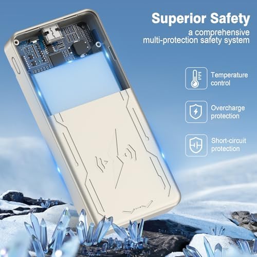 Compact Magnetic Power Bank – 5000 m Ah Wireless Charger with 20 W PD Fast Charging for i Phone 16/15/14/13/12 Pro/Mini/Max – Sleek Gold Design for Enhanced Portability and Compatibility