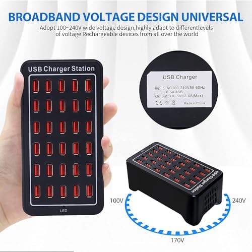 Ultimate 24-Port USB Charging Station Block: 100 W Smart Fast Charger for Multi-Device Powering – Versatile USB A & C Compatibility for i Phone, i Pad, Samsung, and Laptops – Efficient Desktop Solution for Shared Spaces and Home Use