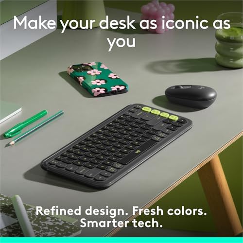 Elevate Your Workspace with the Logitech POP ICON Wireless Bluetooth Keyboard – Stylish Graphite & White Design, Effortless Multi-Device Switching, Comfortable Low-Profile Typing, and Customizable Keys for Enhanced Productivity on Laptops, Tablets, and PCs