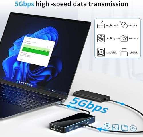 Ultimate 8-in-1 USB C Hub: 4 K HDMI, Gigabit Ethernet & PD 100 W Charging for Seamless Connectivity with Mac Book, Dell, HP, Lenovo, and Surface Devices – Enhance Your Workspace with High-Speed Data Transfer and Multi-Device Compatibility!