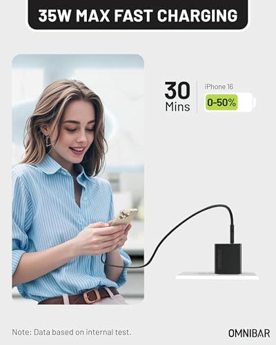 35 W Dual-Port USB C Charger Block – Ga N Fast Wall Adapter with Foldable Plug | PD 3.0 & PPS for i Phone 16/15/14/13, Galaxy S24/S23, Pixel 8/7, Mac Book Air & More – Ultimate Compact Power Solution for Home & Travel