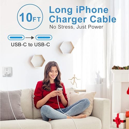 10 FT Apple MFi Certified Fast Charging Cable – Extra Long USB C to Lightning Connector for i Phone & i Pad – Rapid PD Power Delivery for Maximum Efficiency with i Phone 14 Pro Max/Plus, 13 Pro/Mini, 12, 11, X – Durable, Flexible, and Tangle-Free Design for Ultimate Charging Convenience