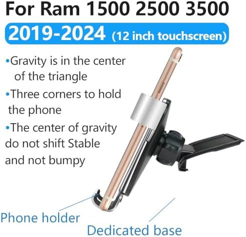 Dodge RAM 2013-2018 Premium Car Phone Holder: Enhanced Stability & Charging Cradle for 1500, 2500, 3500 Models – Ultimate Mobile Accessory for Safe Navigation & Hands-Free Communication