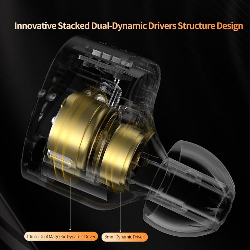 Experience Exceptional Audio with FAAEAL KZ Castor Audiophile In-Ear Headphones – Innovative Dual Dynamic Drivers for Unmatched Clarity, Customizable Tunable Bass for Tailored Sound, Detachable 2-Pin Cable for Future-Ready Adaptability, Integrated Microphone for Effortless Hands-Free Communication, and Ergonomically Crafted for All-Day Wear – The Ultimate Choice for Audiophiles Demanding Superior Sound Quality and Immersive Listening Experience Across Multiple Devices.