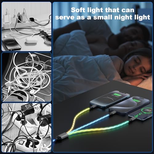 Illuminate Your Charging Experience with the 6 FT LED Light Up Flowing i Phone Charger – MFi Certified Lightning Cable for Fast Charging and Data Sync – Compatible with All Apple Devices Including i Phone 14/13/12/Pro/11/X/XS/XR/8/7/6/5 S/SE and i Pad – Stylish Glowing Indicator for Low-Light Visibility and Enhanced Durability