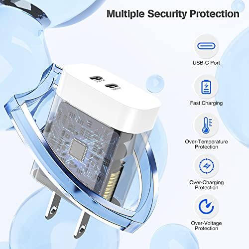 45 W USB-C Fast Charger Bundle for i Phone 16/16 Pro Max & 15/15 Pro Max – 2-Pack 10 FT Type C Cables, PD 3.0 Power Delivery Adaptor for i Pad Pro, Mac Book Air/Pro M1/M2, Air Pods – Stylish Purple Design with Enhanced Charging Speed and Compatibility