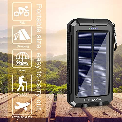 High-Capacity 20,000 m Ah Waterproof Solar Charger Power Bank for Outdoor Adventures – Dual USB-C Fast Charging with Built-in LED Flashlight and Compass (Orange) for Ultimate Portability and Reliability