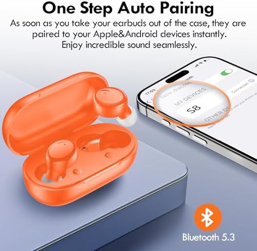 Lanteso Bluetooth 5.3 True Wireless Earbuds – Lightweight Sports Headphones with 48-Hour Playtime, Deep Bass Sound, Built-In Mic for Hands-Free Calls, Stylish Purple Finish for Active Lifestyles – Exceptional Comfort and Immersive Audio Quality