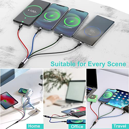 10 Ft 6-in-1 Universal Charging Cable – Premium Nylon Braided USB A, Type C & Lightning Adapter for Android & i Phone – High-Speed Sync for Samsung, Huawei, and More – Versatile Multi-Device Connection Solution