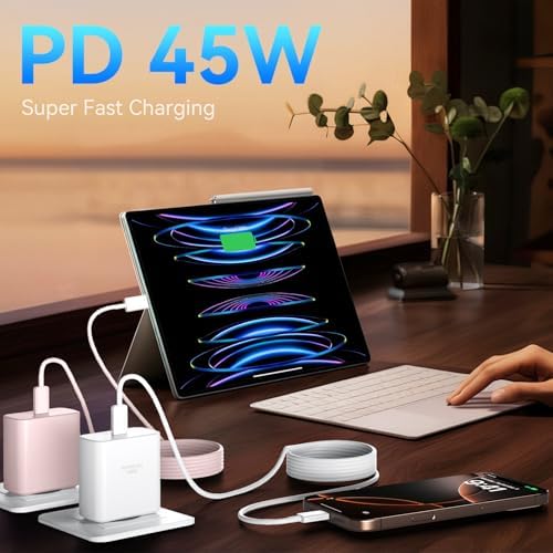 Elevate Your Charging Experience with the 45 W Super Fast USB-C Charger and 6.6 FT Cable – Optimal for i Phone 16 Pro Max, i Pad, and Android Devices – Compact, High-Efficiency Power Adapter with Advanced Safety Features for On-the-Go Users