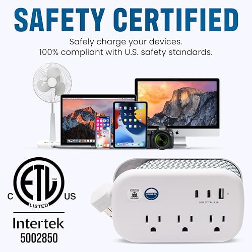 Ultimate Cruise Power Strip with 3.3 ft Extension Cord & Fast Charging USB Ports – Non-Surge Design for Seamless Connectivity on Carnival, Princess & Major Cruise Lines (2025/2026) – Essential Travel Accessory for All Devices