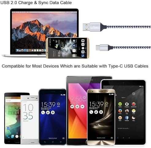 CIQILY 5-Pack Braided USB Type C Fast Charger Cable – 6 FT Quick Charging Cord for Samsung Galaxy S Series & LG Smartphones – Durable, Tangle-Free Design for Enhanced Compatibility and Rapid Power-Up