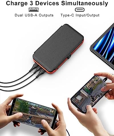 CONXWAN 27000 m Ah Solar Power Bank – High-Capacity USB C Charger with Triple USB Outputs and 4 Foldable Solar Panels for Ultimate Outdoor Charging Efficiency – Eco-Friendly Portable Battery Pack Compatible with Most Smartphones and Devices