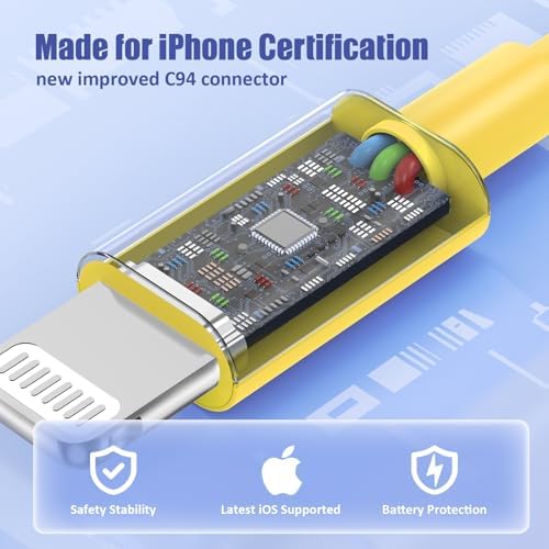 Premium 4 Pack USB C to Lightning Charging Cables – 6 FT Fast Charging Cord for i Phone 14 & Earlier Models – Durable, High-Performance Replacement for Apple Charger – Enhanced Compatibility for Quick Charge Needs – Perfect for Home, Office, and Travel Use