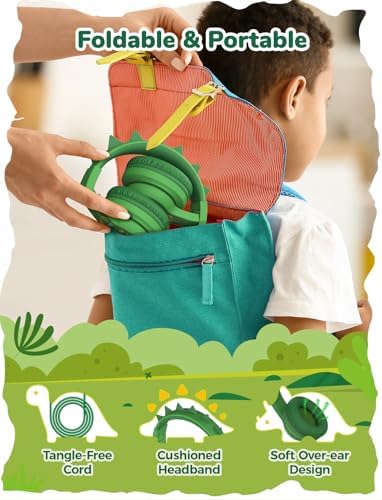 i Clever Kids Headphones: Safe 85 d B Volume-Limited Over-Ear Stereo Sound for Children – Foldable, Lightweight, and Compatible with i Pads and Computers for Easy Travel and Learning
