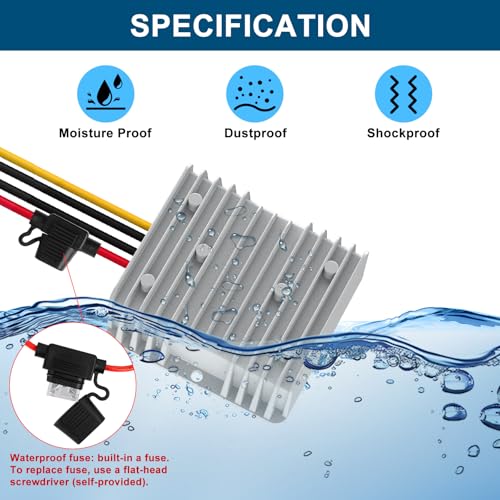 Ultimate 24 V 145 W DC-DC Voltage Regulator – Versatile Step Down/Up Converter (9 V-40 V to 24 V, 6 A) – Durable Waterproof Power Supply for Enhanced Golf Cart Performance and Accessory Compatibility