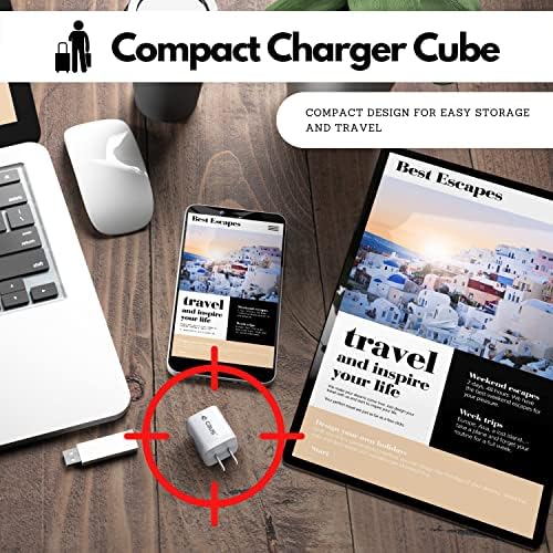 CBUS 20 W Fast Charging Cube AC Adapter – High-Efficiency USB-C Power Block for Apple Devices Including i Phone 16/15/14/13/12/11/Pro/Max and i Pad Models – Compact and Safe Wall Charger for Rapid Power Delivery and Enhanced Device Compatibility (White)