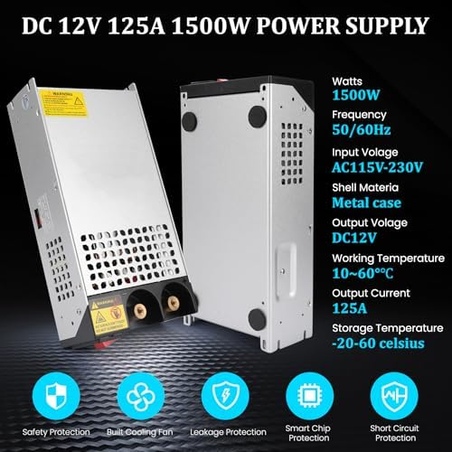 High-Efficiency 110 V AC to 12 V DC Power Supply Converter – 50 A 600 W Transformer Ideal for RVs, Pumps, LED Strips & LCD Monitors – Reliable Performance with Advanced Safety Features and Versatile Compatibility