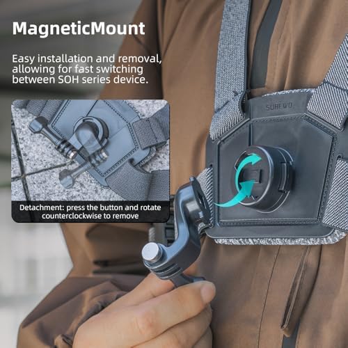 SOH Adjustable Phone Chest Strap Harness Mount – Ultimate Hands-Free POV Video Recording Solution for Biking, Kayaking, Fishing & Skateboarding – Compatible with DJI Action, Go Pro, Insta360 & More – Lightweight, Durable & 360-Degree Rotation for Seamless Adventures