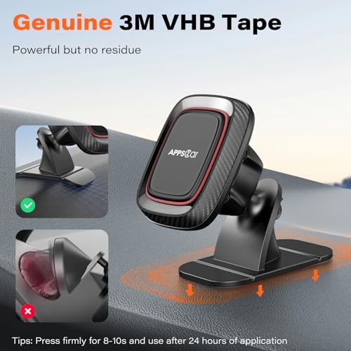Dual Pack Magnetic Car Phone Holder – APPS2 Super Strong Adhesive Dashboard Mount for i Phone & Samsung – Ultimate Stability & Seamless Connectivity for Safe Driving – Effortless Installation & Enhanced Compatibility for All Smartphones – Designed for Modern Drivers