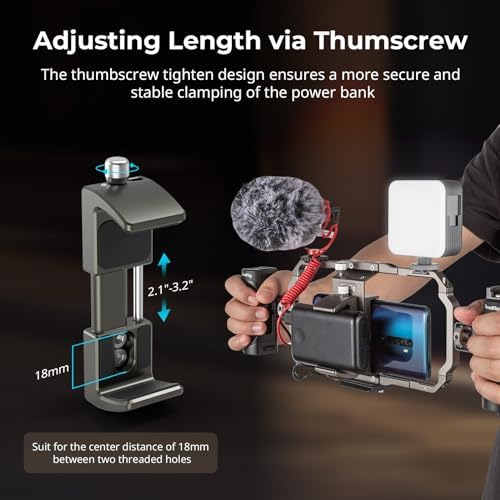 Compact Power Bank Holder for Cameras – Versatile Clamp Mount Compatible with 2.1″-3.3″ Width Power Banks, Ensuring Reliable Energy Supply for Filmmakers – Lightweight, Durable Design with Quick-Release Mechanism for Effortless Setup and Portability