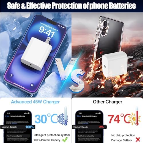 Ultimate 45 W USB-C Fast Charging Bundle for i Phone 16/16 Pro Max & 15/15 Pro Max – Dual 10 FT MFi Certified Type C Cables Included, PD 3.0 Compatible for i Pad Pro, Mac Book M1/M2, Air Pods – Compact & Portable Power Solution