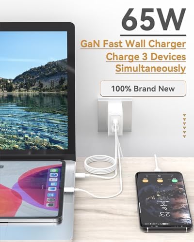 Revolutionize Your Charging Experience with the 65 W Ga N USB C Charger – Compact 3-Port Fast Charger for Mac Book Pro/Air, i Phone 15/14, Galaxy S23/S22, and More – Ultimate Speed & Universal Compatibility for Home, Office, and Travel