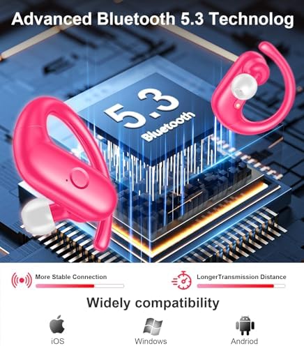MOZOTER Wireless Sport Earbuds: Stylish Bluetooth Headphones with Enhanced Deep Bass, Secure Earhooks for Active Comfort, and Unmatched 60-Hour Battery Life – Ideal for Fitness, Meetings, and Everyday Use