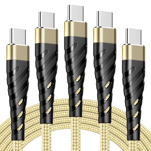Transform Your Charging Experience with 5-Pack 6.6 FT USB C to USB C Cables – High-Speed 60 W Fast Charge, Durable Nylon Braided Design, and Universal Device Compatibility for i Phone, Mac Book, Samsung, and More!