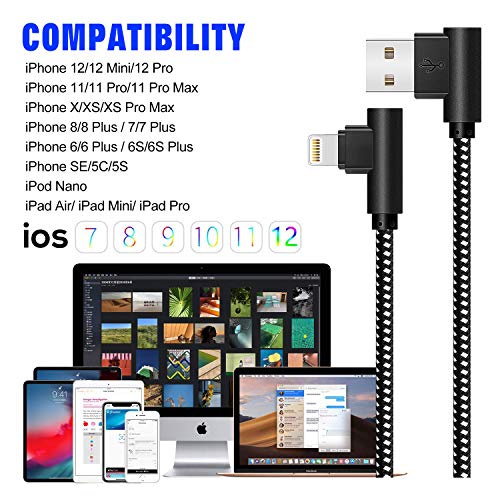 Revolutionize Your Gaming Setup with the 90 Degree 10 FT Heavy Duty i Phone Charger Cable – Ultimate Compatibility for i Phone Xs Max, XS, XR, 7, 7 Plus, X, 8, 8 Plus, 6 S, 6 S Plus, SE – Enhanced Durability & Fast Charging Performance in Black Red Design